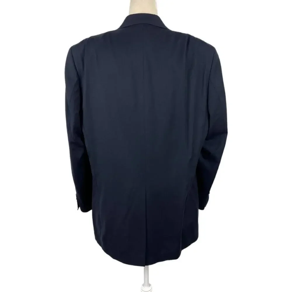 Ralph Lauren Navy Men's 42L Single Breasted Two Button 100% Wool Suit Jacket